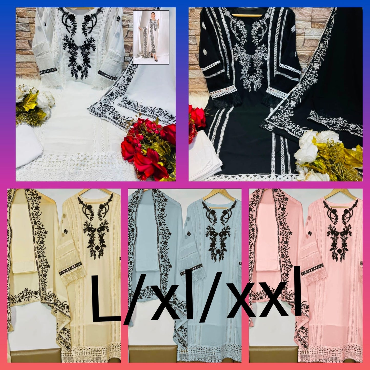 1111 Queens Art Georgette Pakistani Readymade Suits