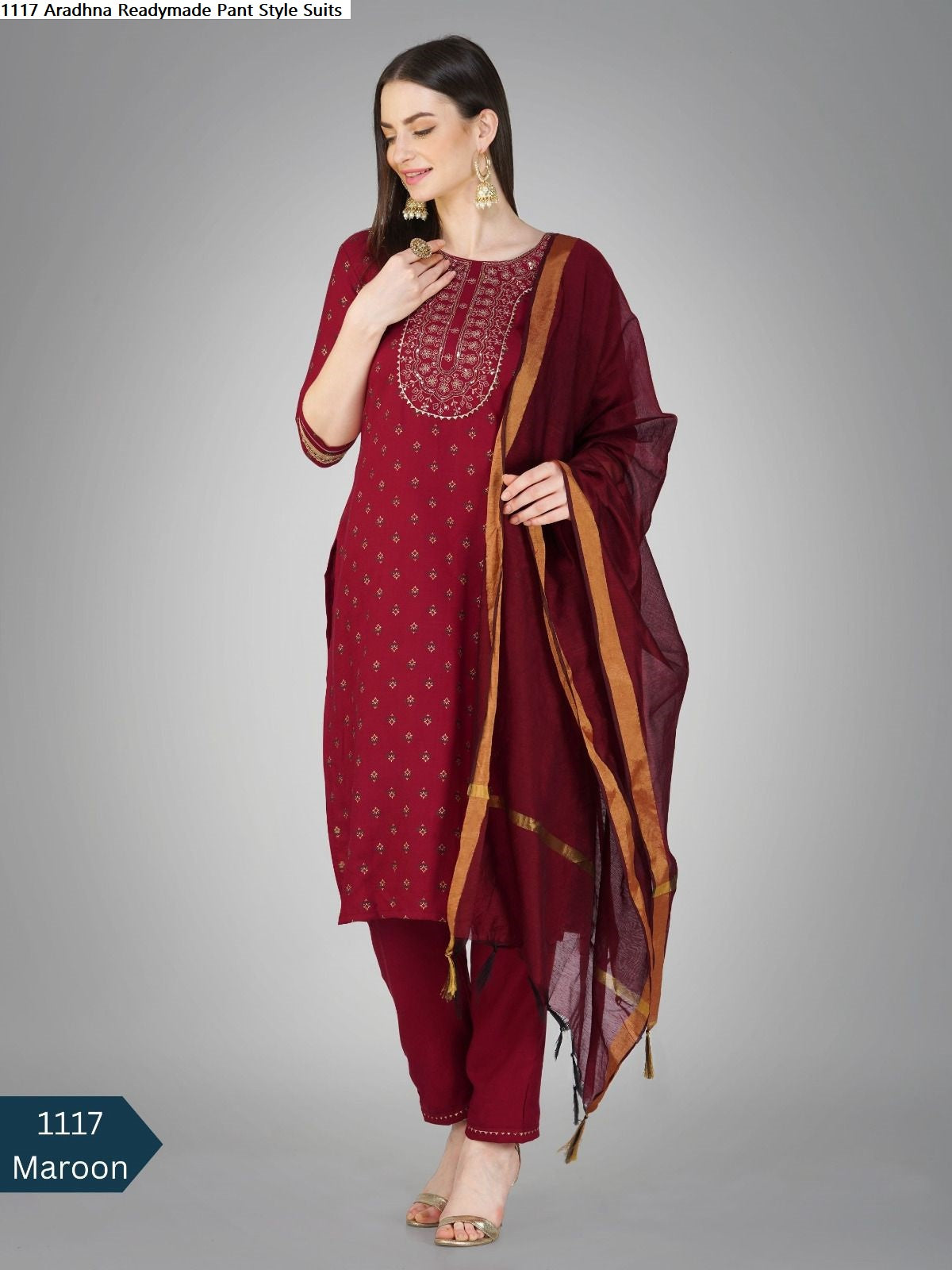 1117 Aradhna Cotton Readymade Pant Style Suits