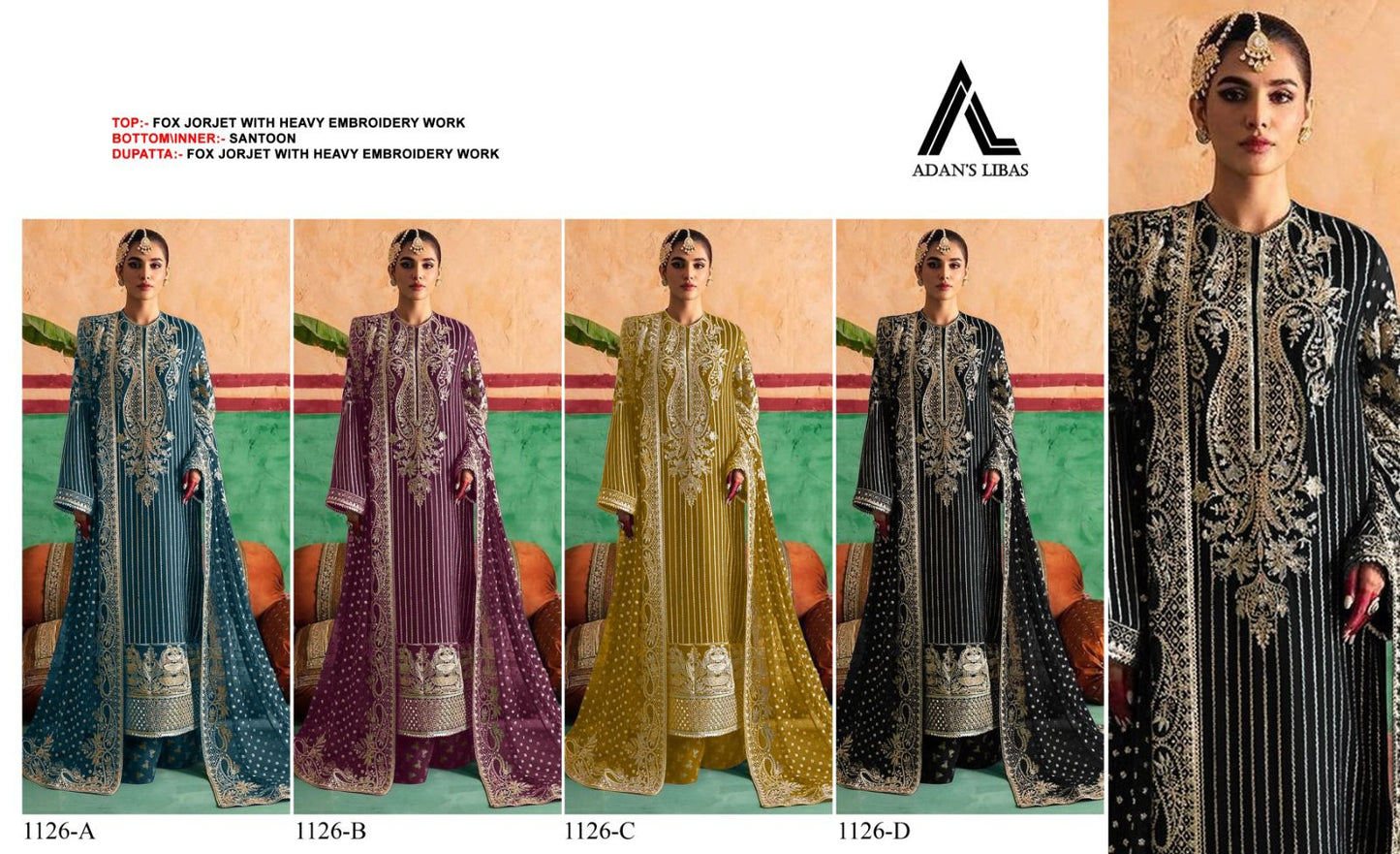 1126 Adans Libas Fox Georgette Pakistani Salwar Suits