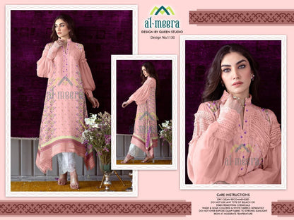 1130 Al Meera Muslin Top Bottom Set