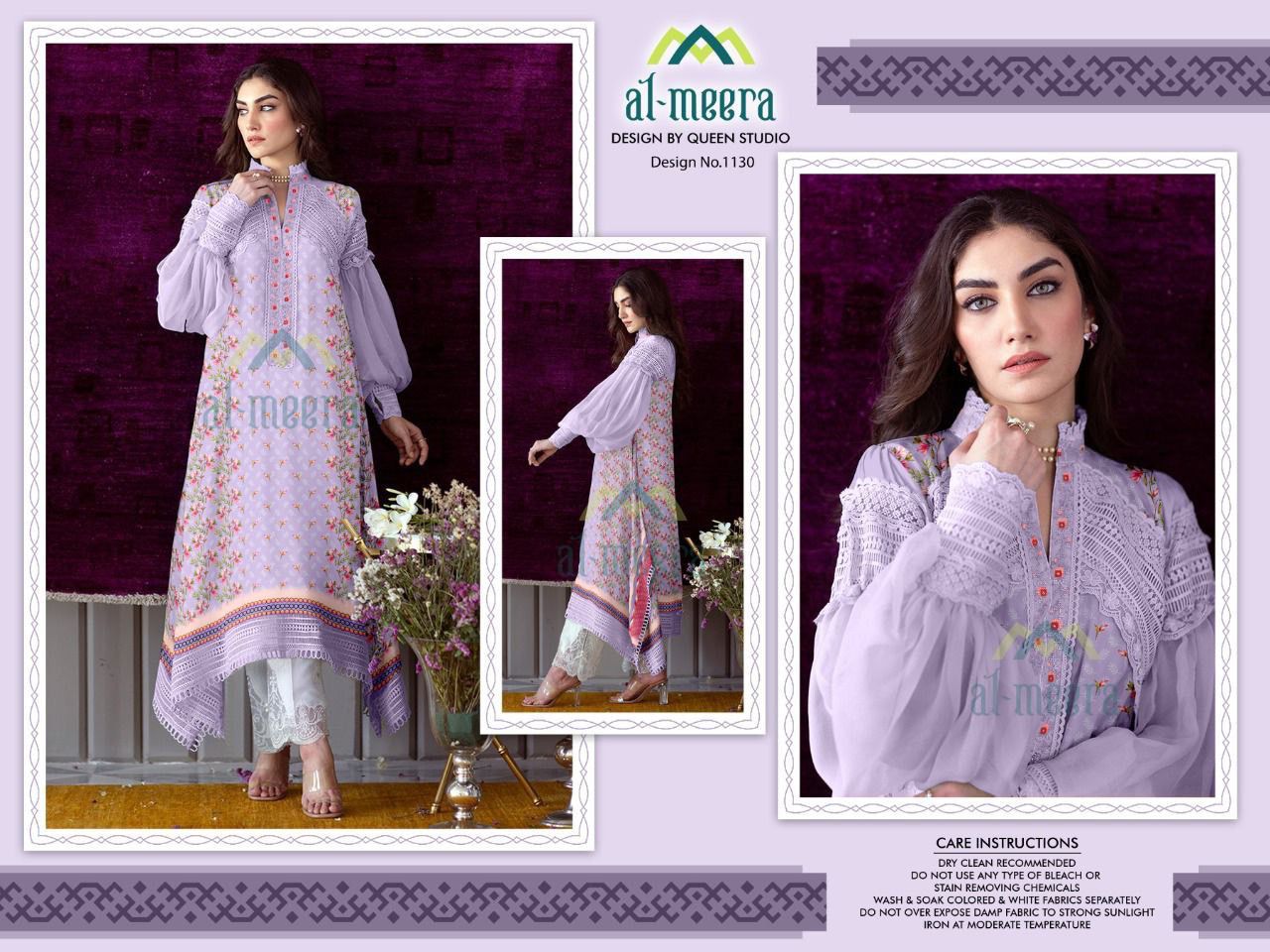 1130 Al Meera Muslin Top Bottom Set