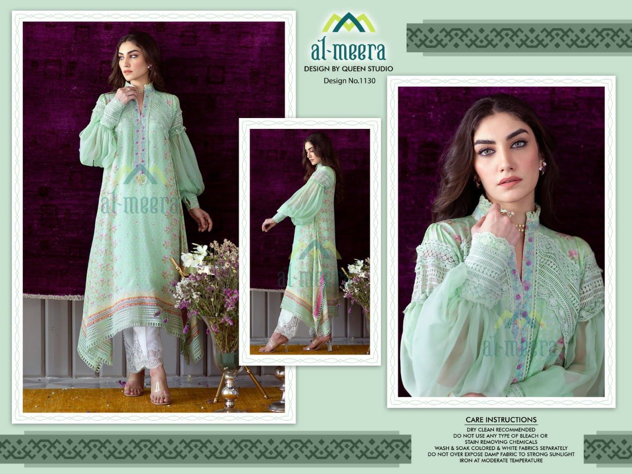 1130 Al Meera Muslin Top Bottom Set
