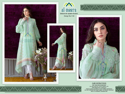 1130 Al Meera Muslin Top Bottom Set