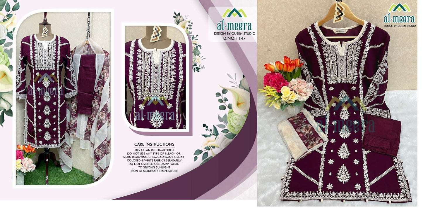 1147 Al Meera Fox Georgette Pakistani Readymade Suits