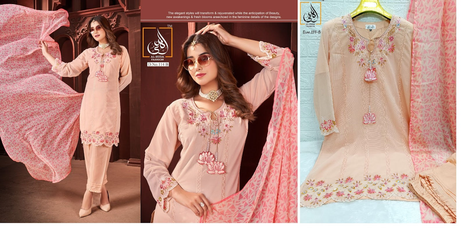 114 Al Huda Fashion Georgette Pakistani Readymade Suits