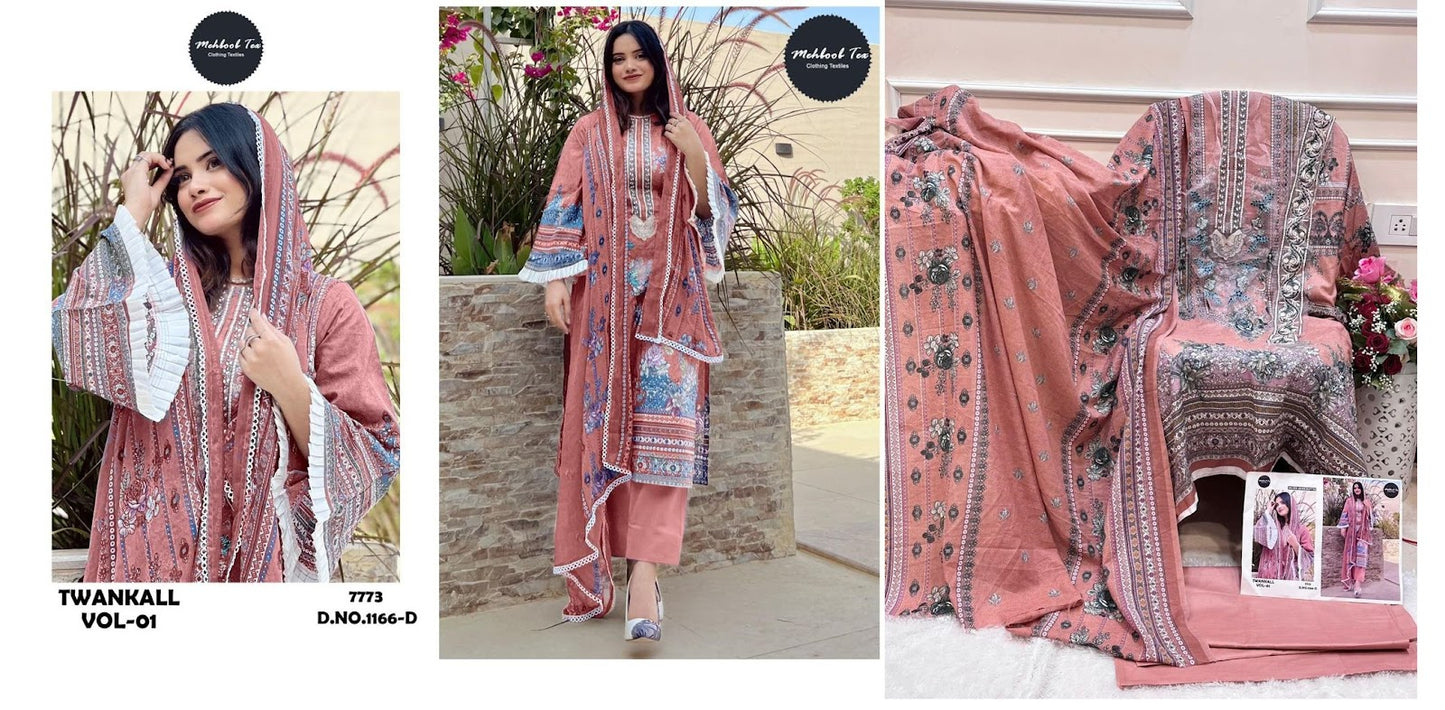 1166-Bcd Mehboob Tex Cotton Pakistani Patch Work Suits