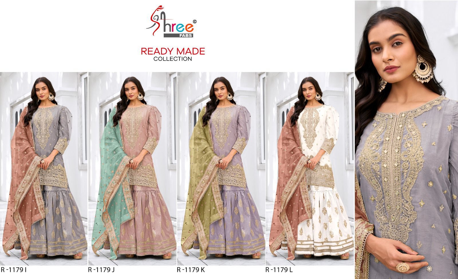 1179-Ijkl Shree Fabs Organza Pakistani Readymade Suits