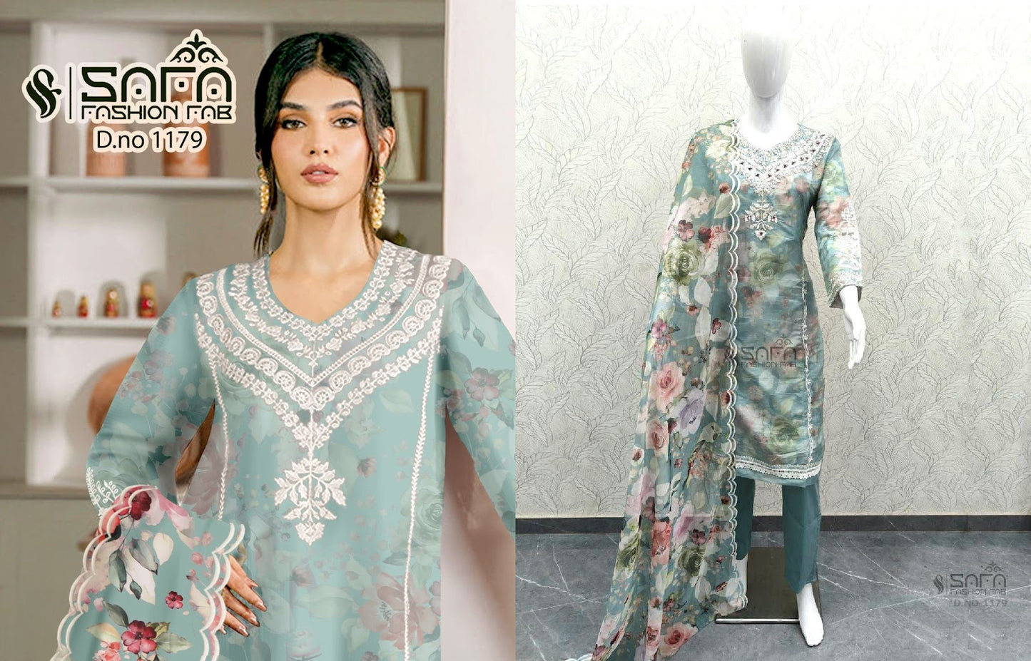 1179 Safa Fashion Fab Organza Pakistani Readymade Suits