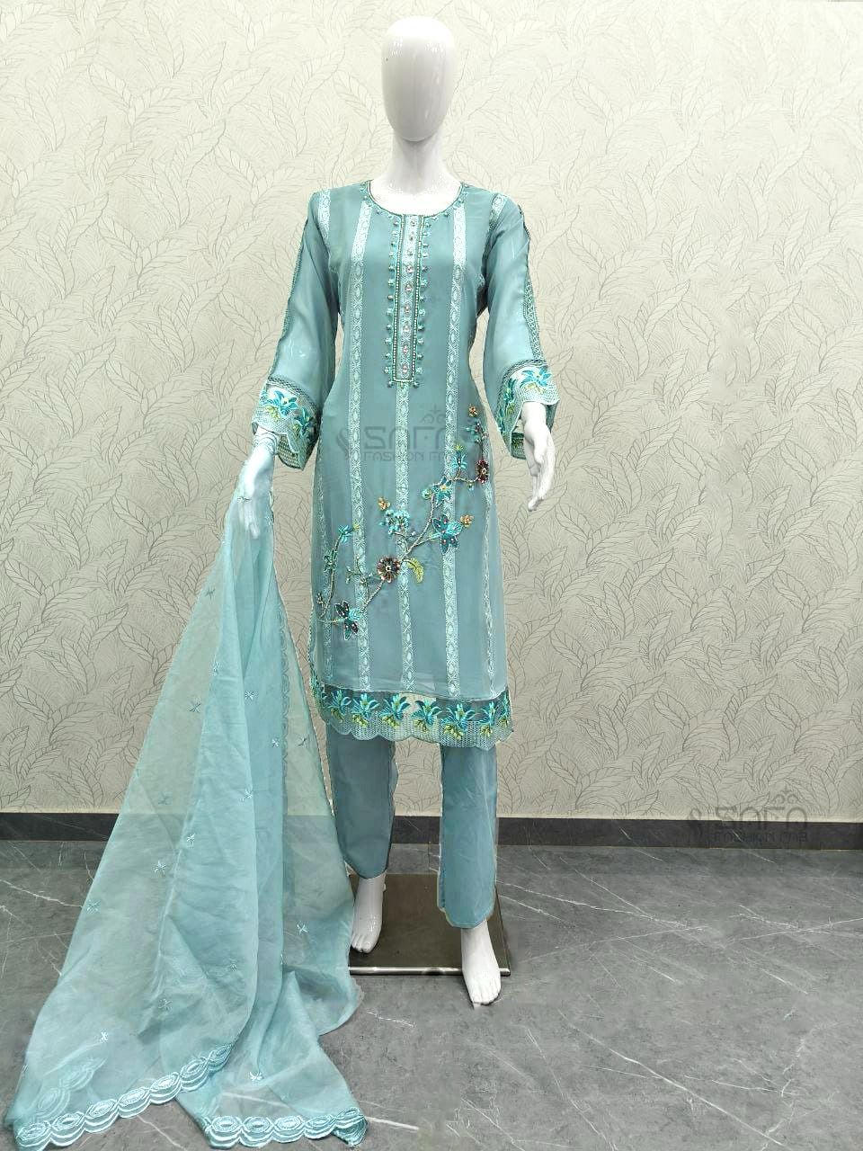 1182-New Safa Fashion Fab Georgette Pakistani Readymade Suits