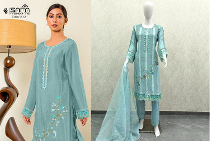 1182-New Safa Fashion Fab Georgette Pakistani Readymade Suits