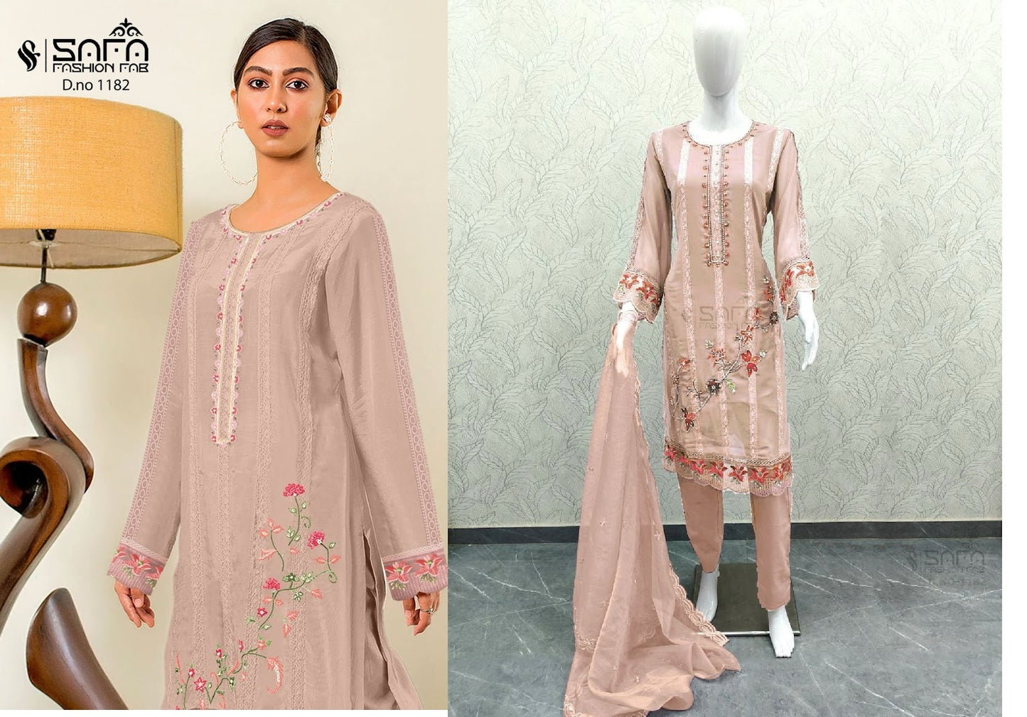 1182-New Safa Fashion Fab Georgette Pakistani Readymade Suits