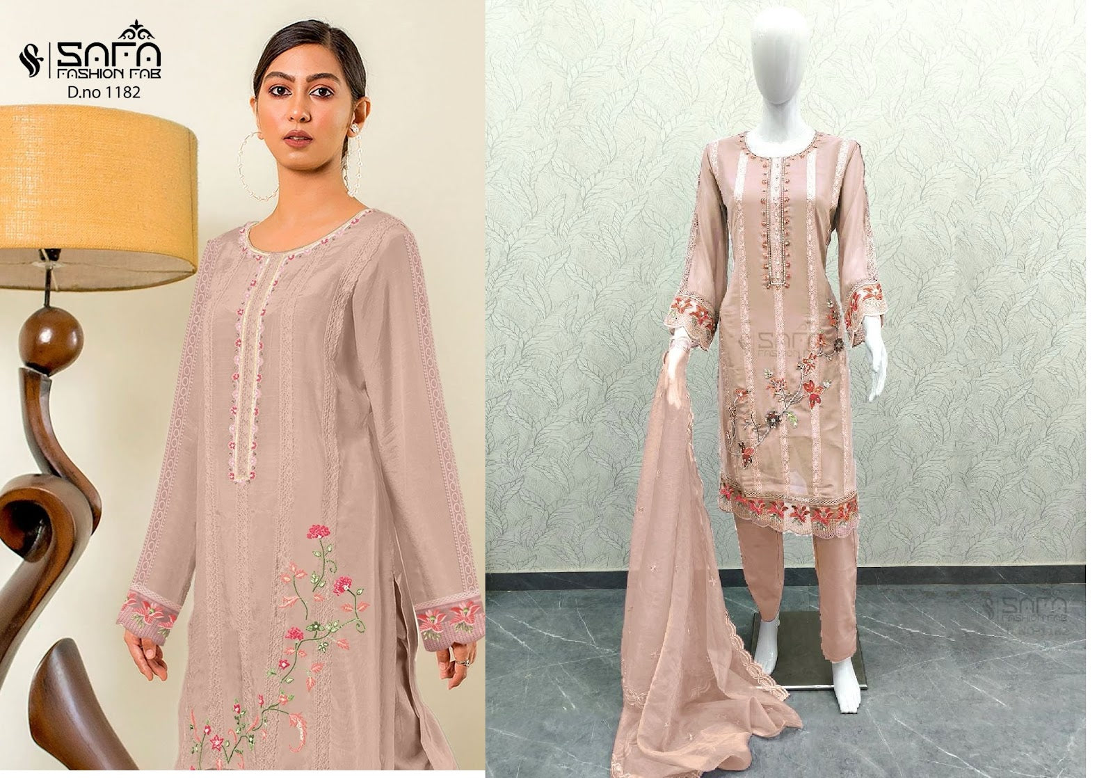 1182-New Safa Fashion Fab Georgette Pakistani Readymade Suits