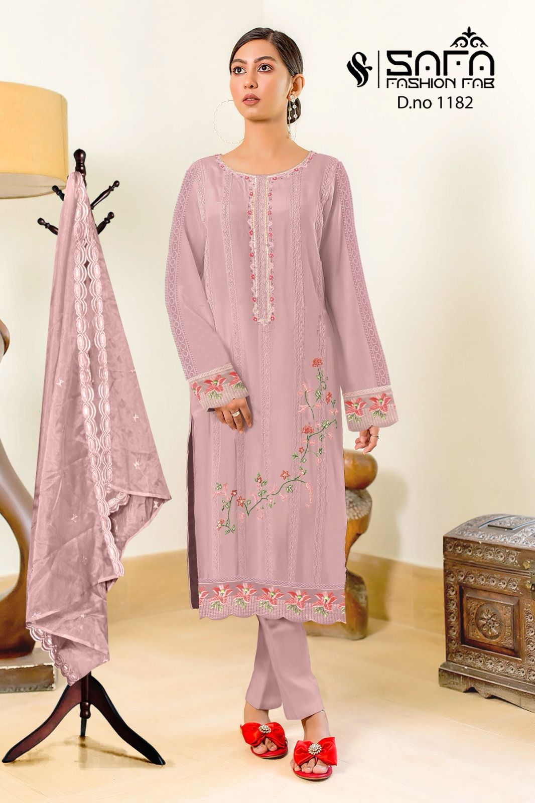 1182-New Safa Fashion Fab Georgette Pakistani Readymade Suits