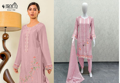1182-New Safa Fashion Fab Georgette Pakistani Readymade Suits