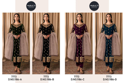 1186-Abcd Mehboob Tex Velvet Pakistani Salwar Suits