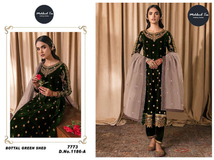1186-Abcd Mehboob Tex Velvet Pakistani Salwar Suits