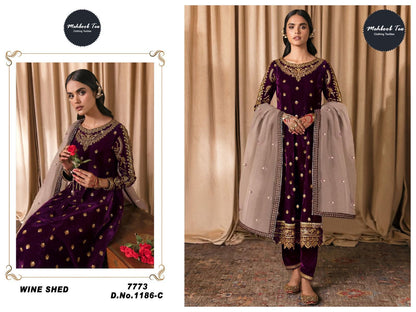 1186-Abcd Mehboob Tex Velvet Pakistani Salwar Suits