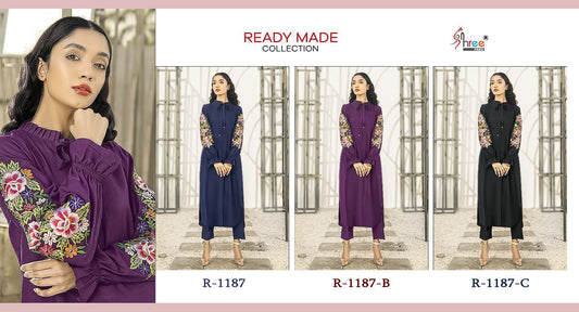 1187 Shree Fabs Delta Chiffon Kurti Pant Set