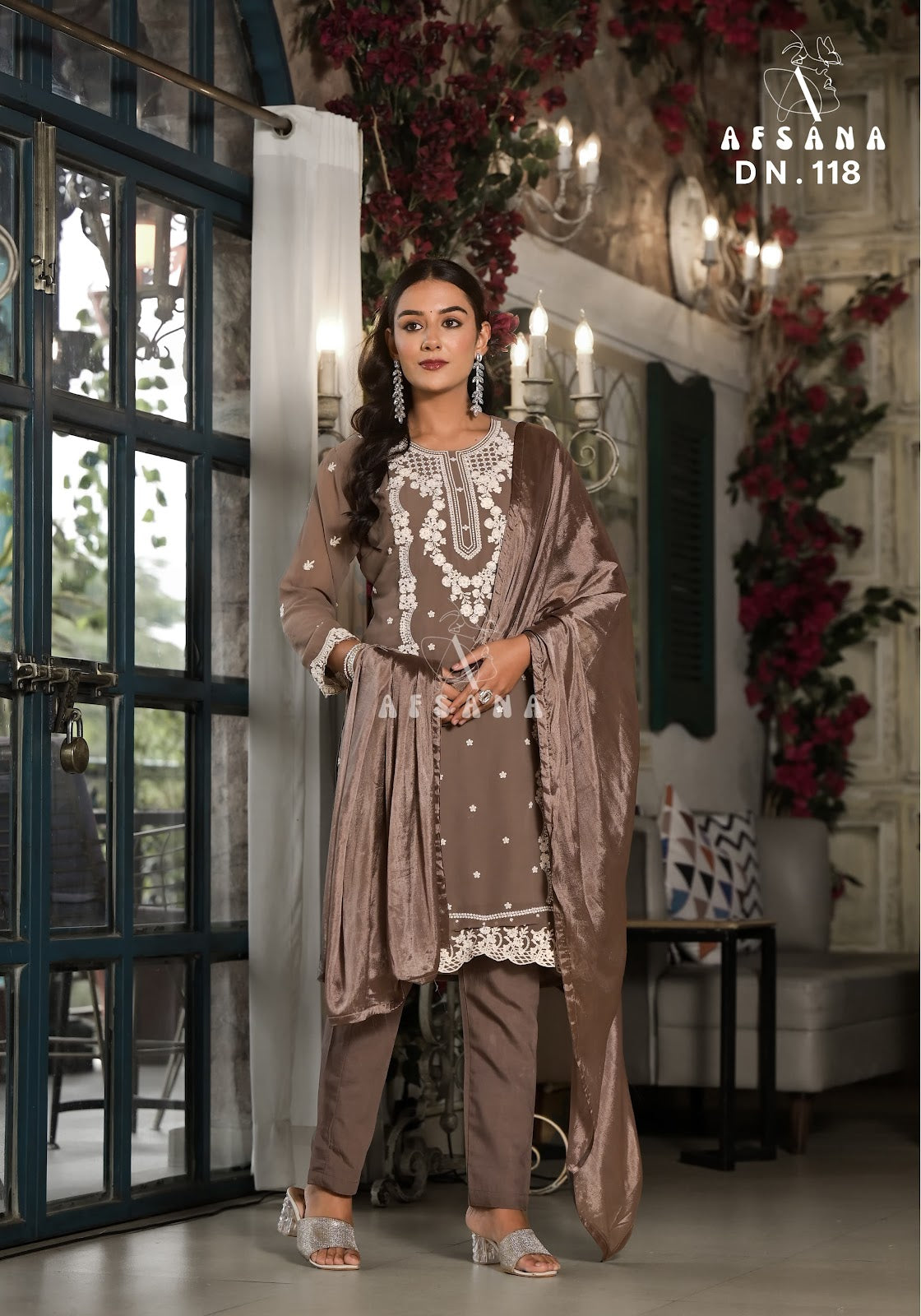 118 Afsana Fox Georgette Readymade Pant Style Suits