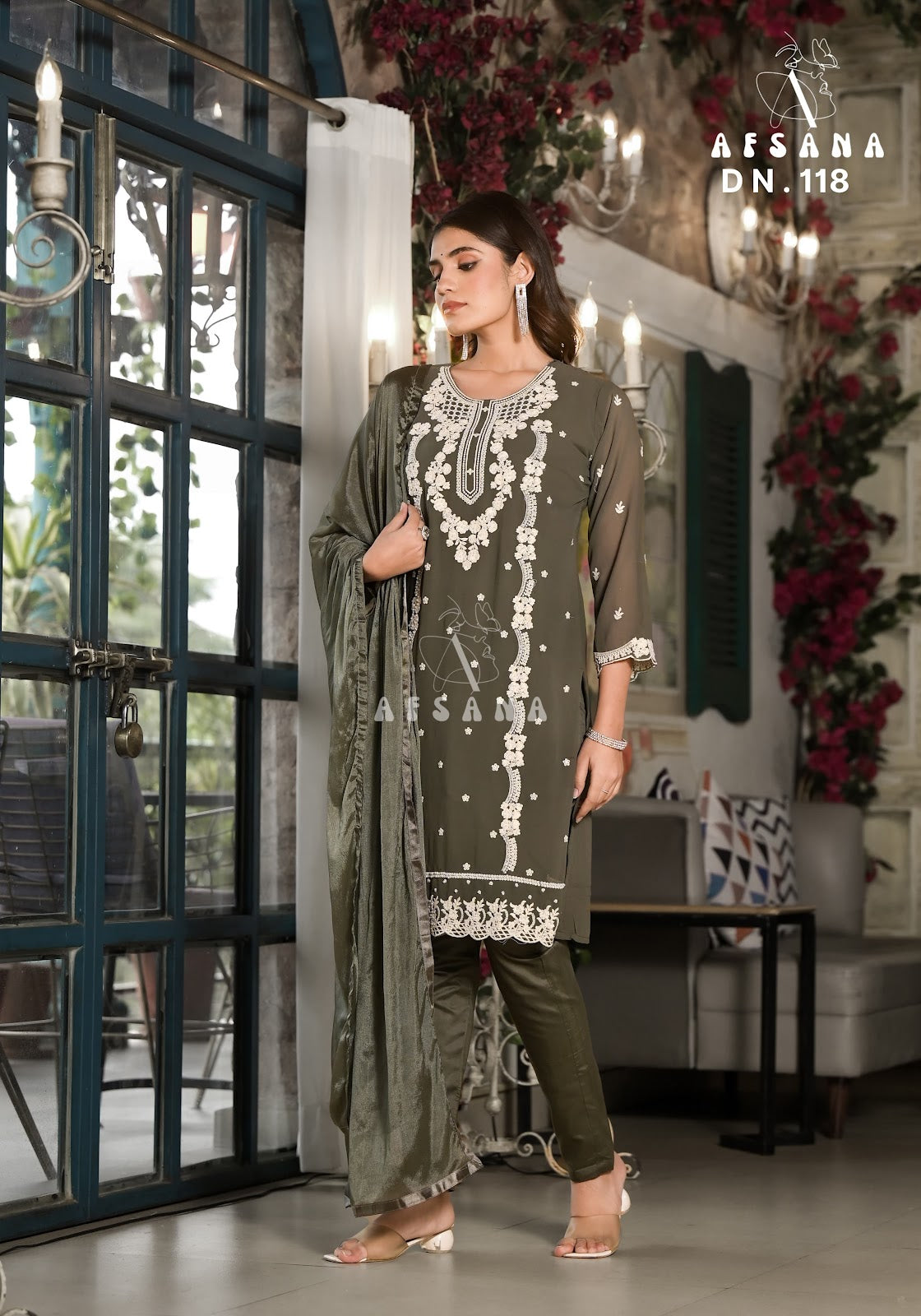 118 Afsana Fox Georgette Readymade Pant Style Suits