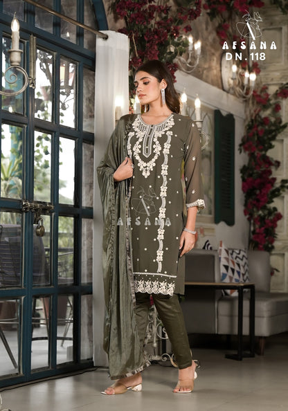 118 Afsana Fox Georgette Readymade Pant Style Suits