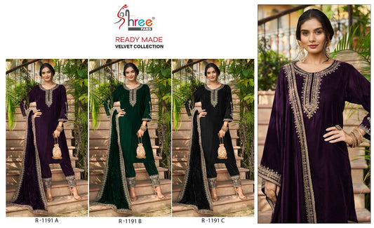 1191 Shree Fabs Readymade Velvet Suits