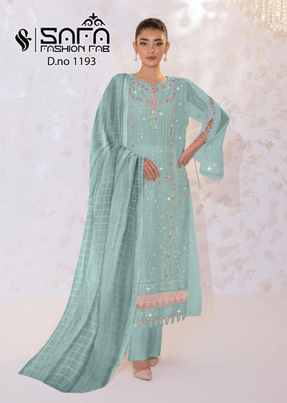 1193-New Safa Fashion Fab Georgette Pakistani Readymade Suits