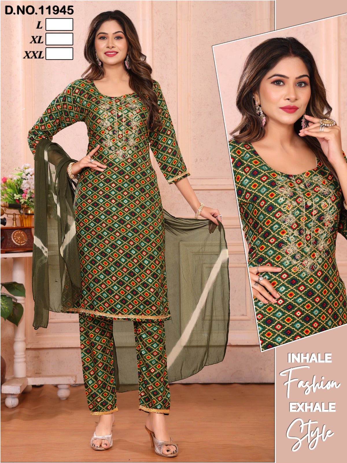 11944-11945 Kh Rayon Readymade Pant Style Suits