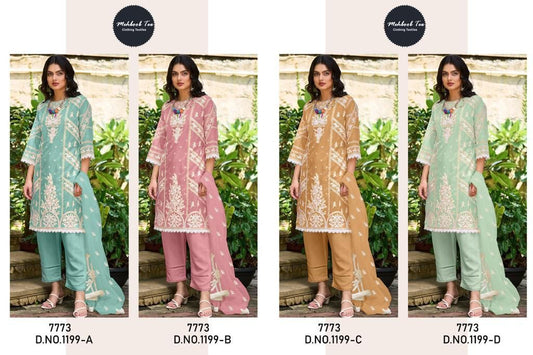 1199 Mehboob Tex Organza Pakistani Salwar Suits