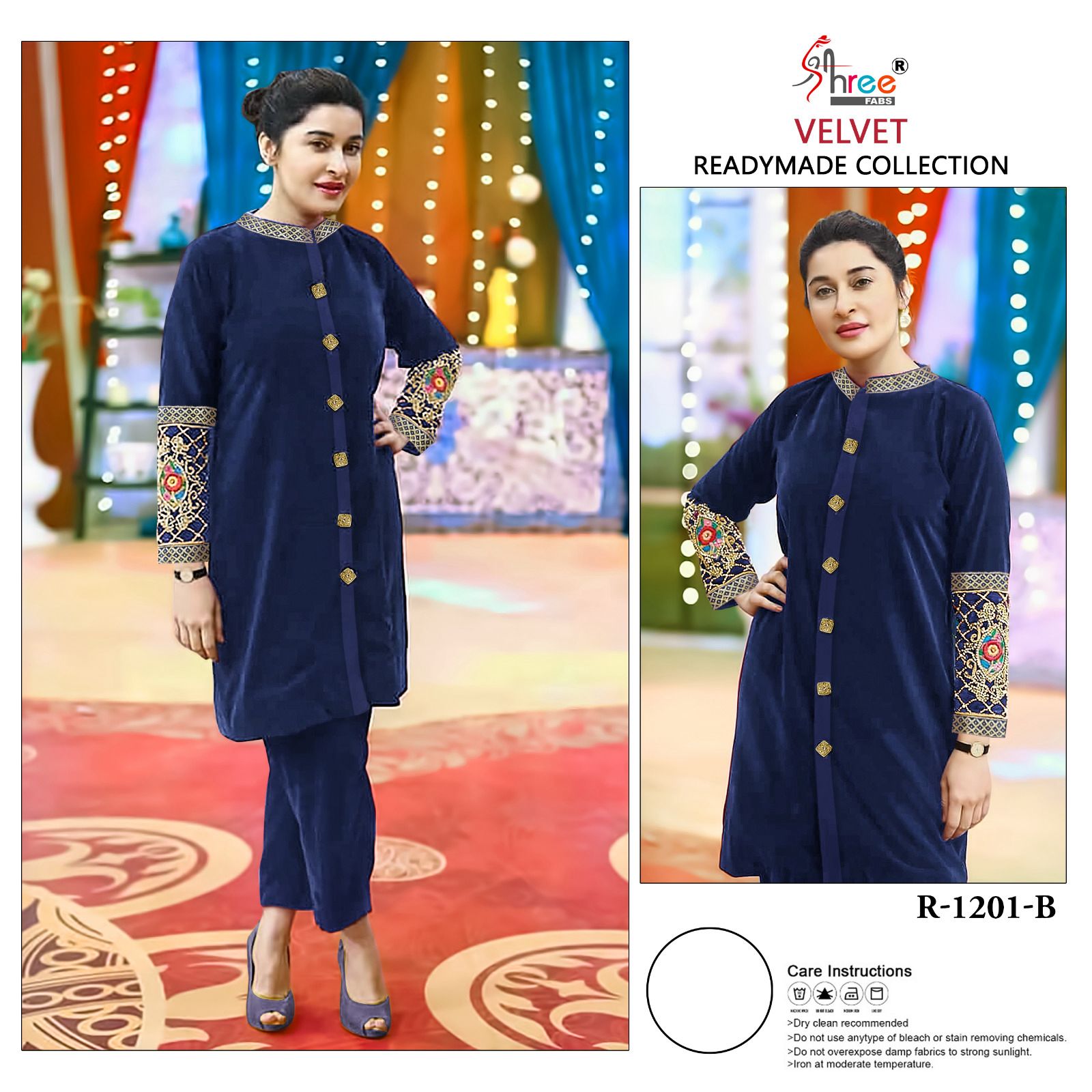 1201 Shree Fabs Velvet Top Bottom Set