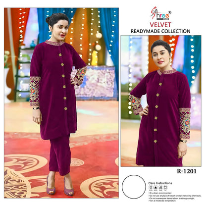 1201 Shree Fabs Velvet Top Bottom Set