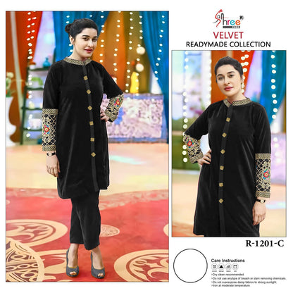 1201 Shree Fabs Velvet Top Bottom Set