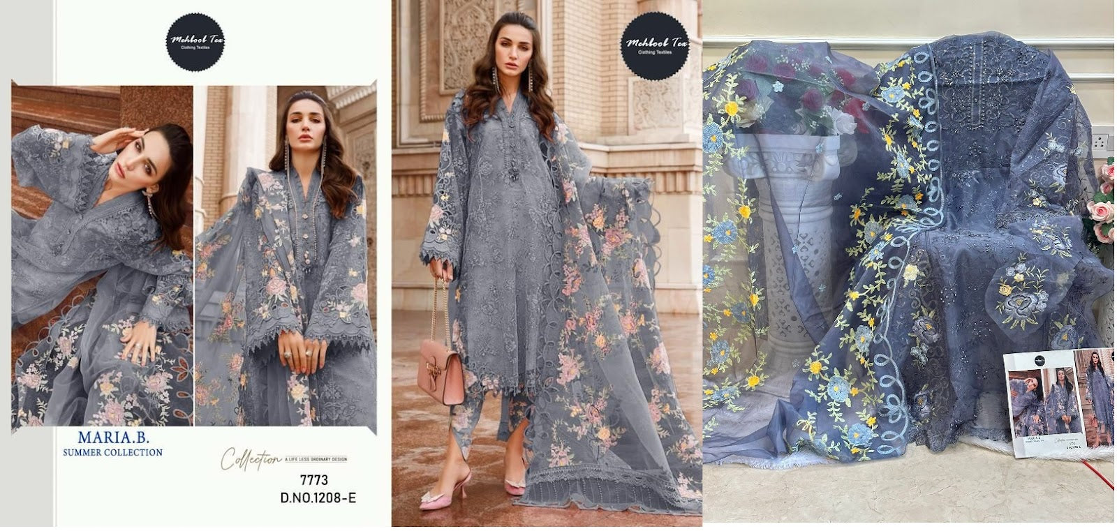 1208-Bdef-Maria B Summer Mehboob Tex Organza Pakistani Salwar Suits
