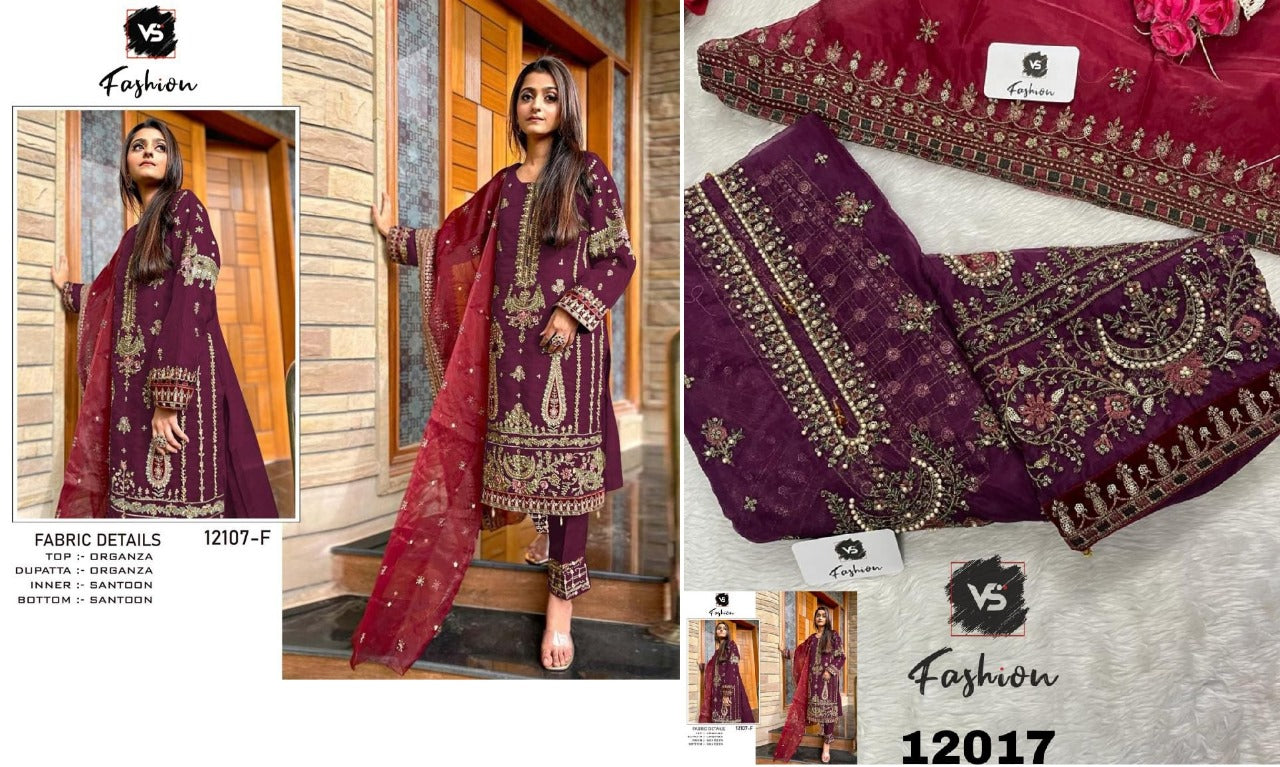12107 Vs Fashion Organza Pakistani Salwar Suits