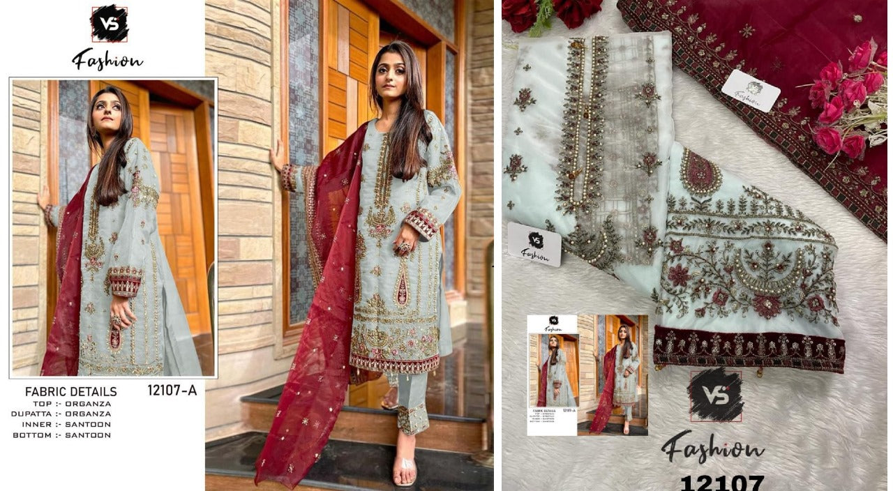 12107 Vs Fashion Organza Pakistani Salwar Suits