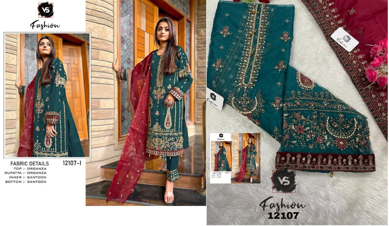 12107 Vs Fashion Organza Pakistani Salwar Suits