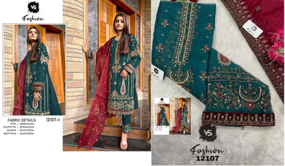 12107 Vs Fashion Organza Pakistani Salwar Suits