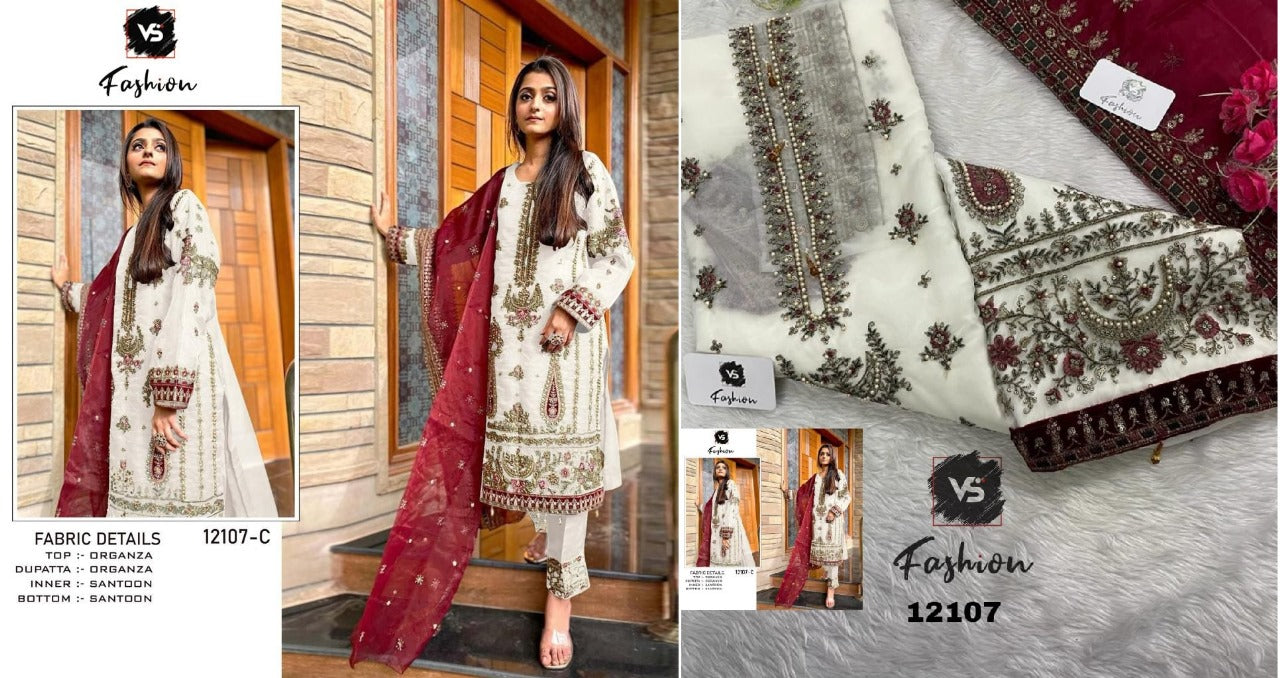 12107 Vs Fashion Organza Pakistani Salwar Suits