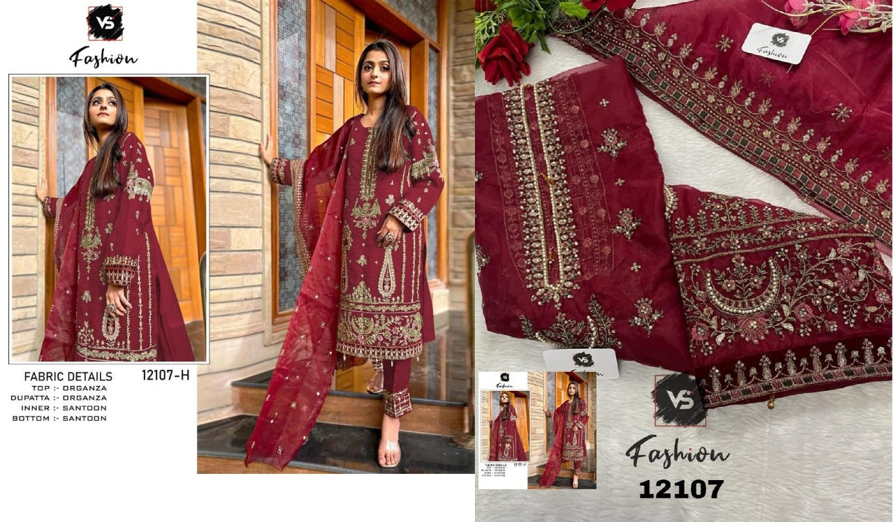 12107 Vs Fashion Organza Pakistani Salwar Suits