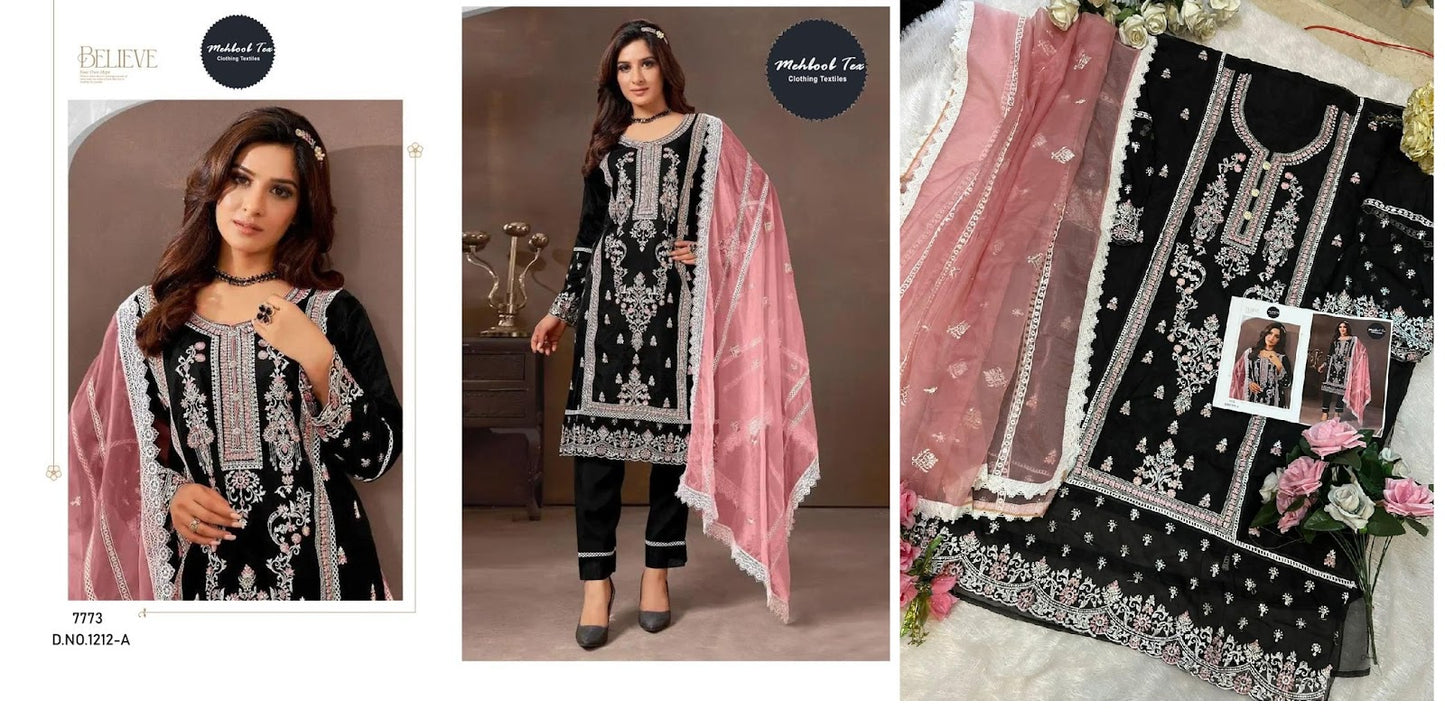 1212 Mehboob Tex Organza Pakistani Salwar Suits