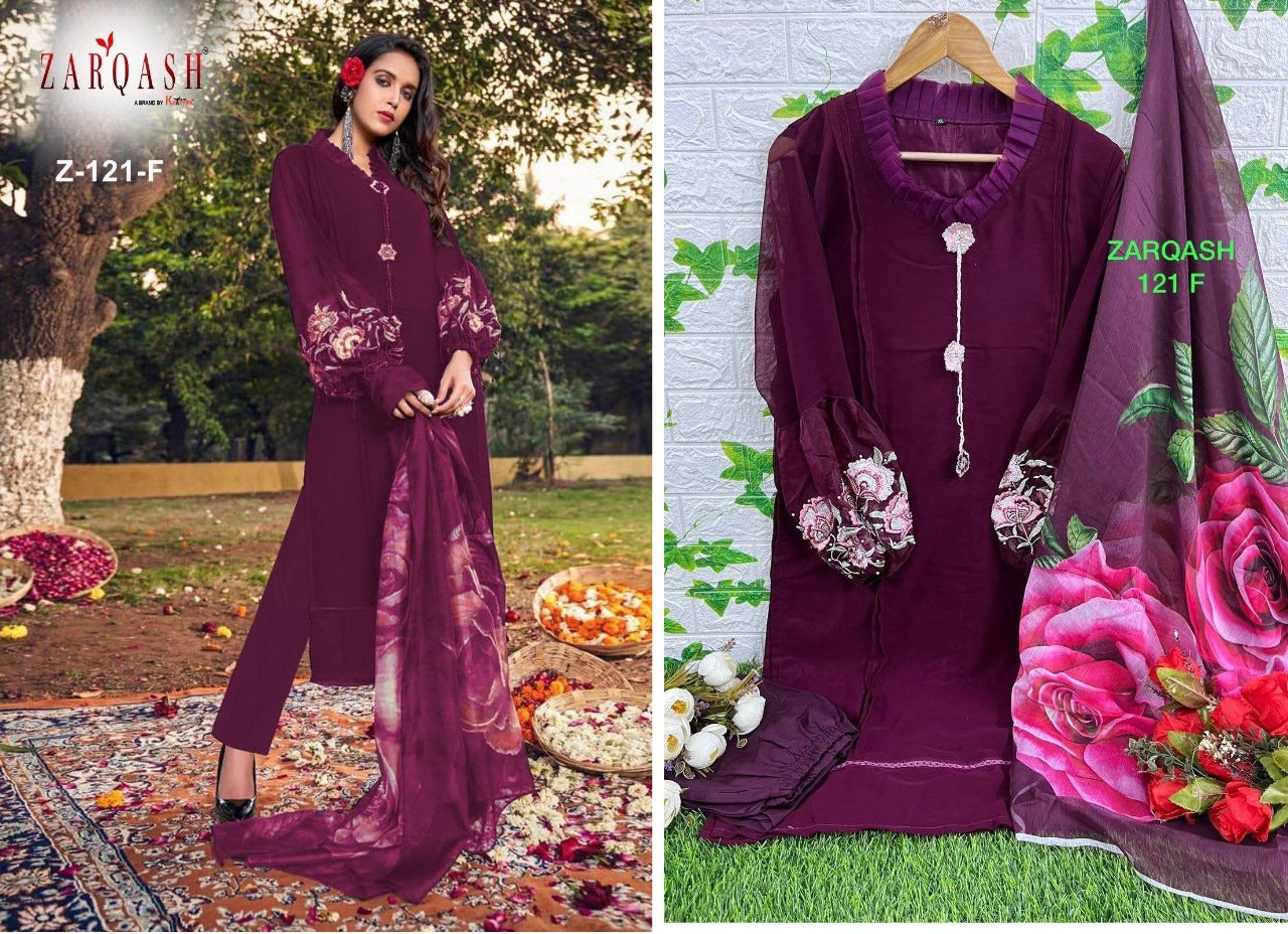 121 Zarqash Fox Georgette Pakistani Readymade Suits