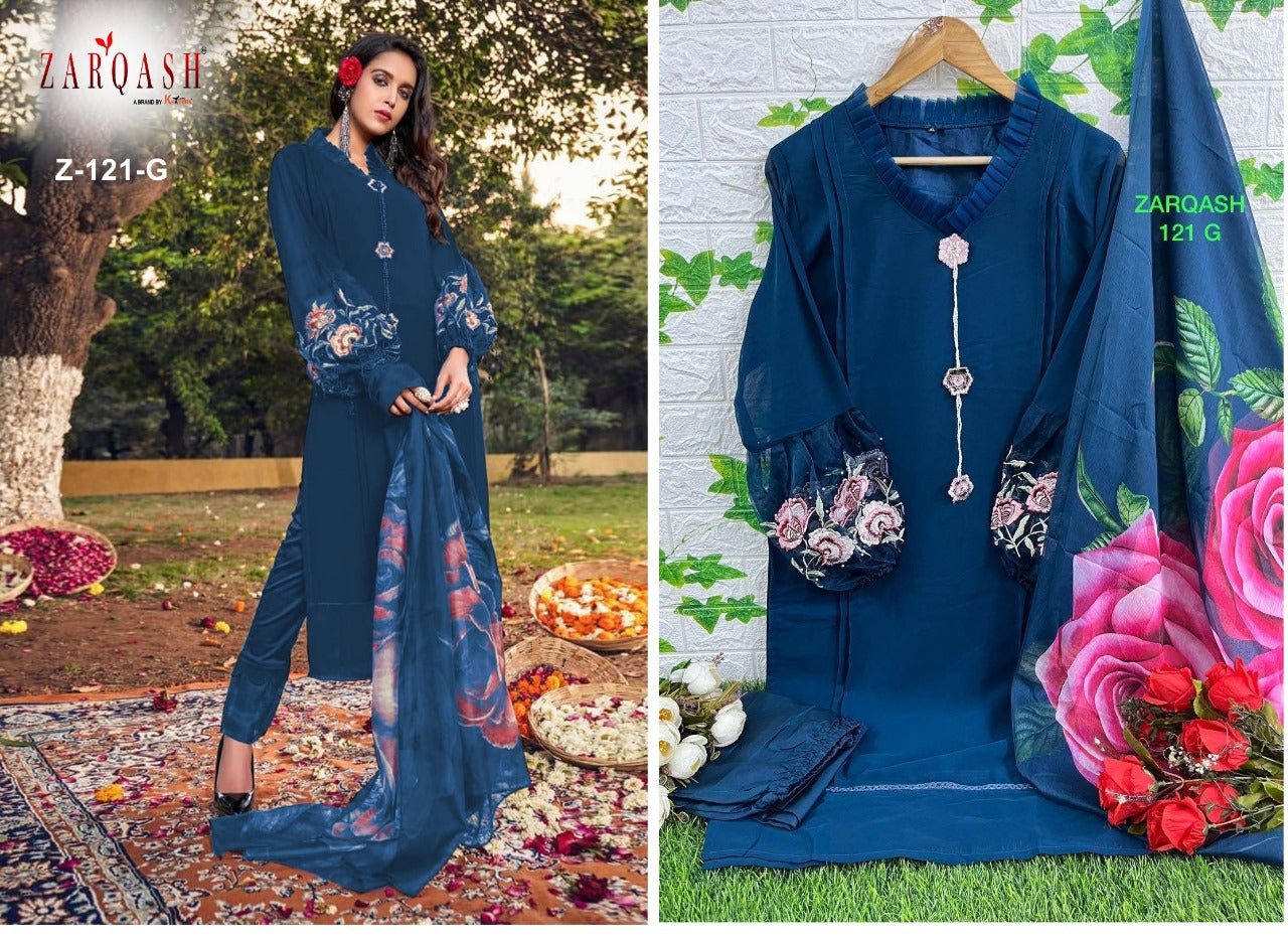 121 Zarqash Fox Georgette Pakistani Readymade Suits