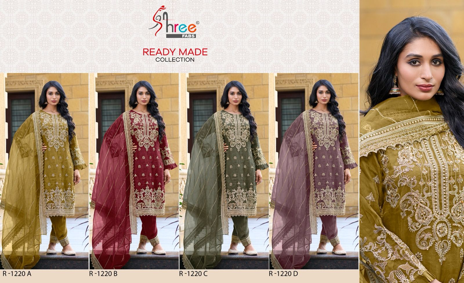 1220 Shree Fabs Organza Pakistani Readymade Suits