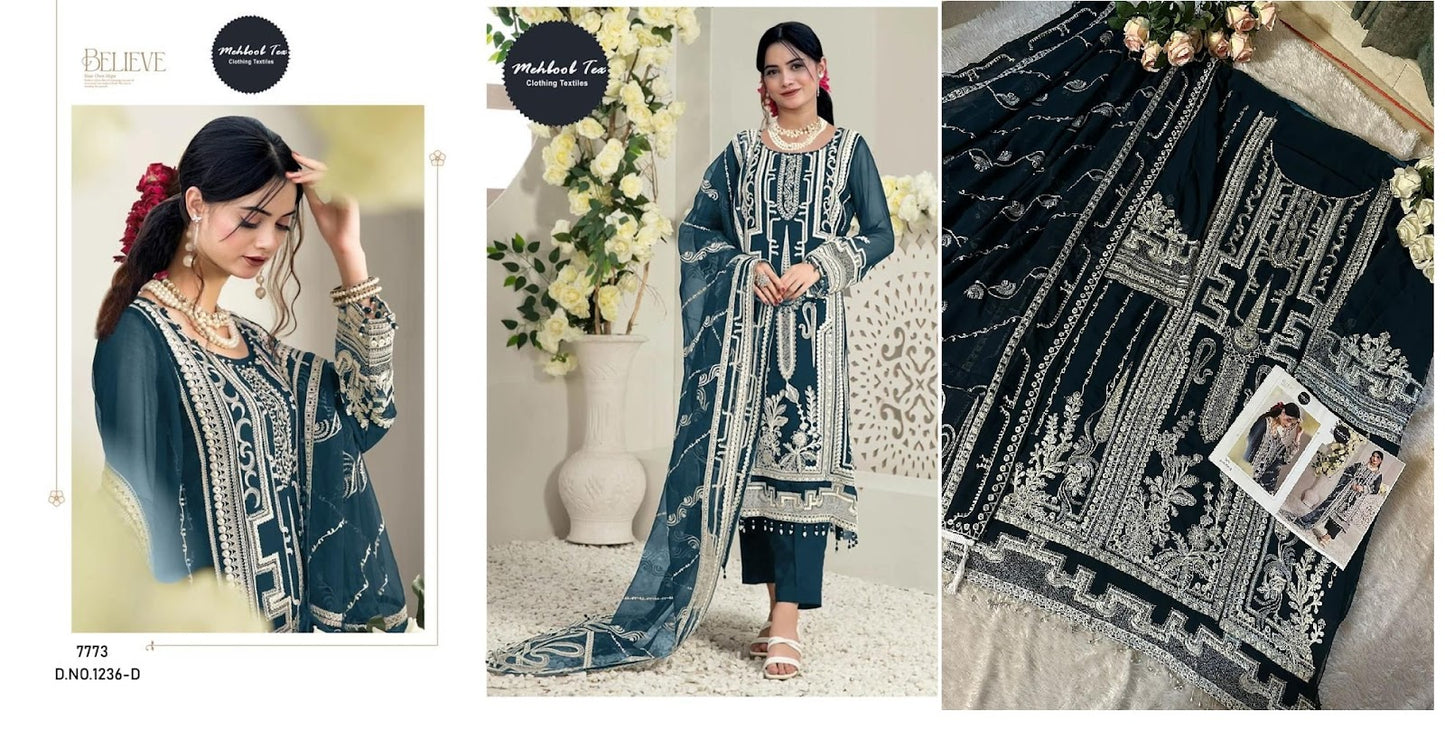 1236 Mehboob Tex Georgette Pakistani Salwar Suits