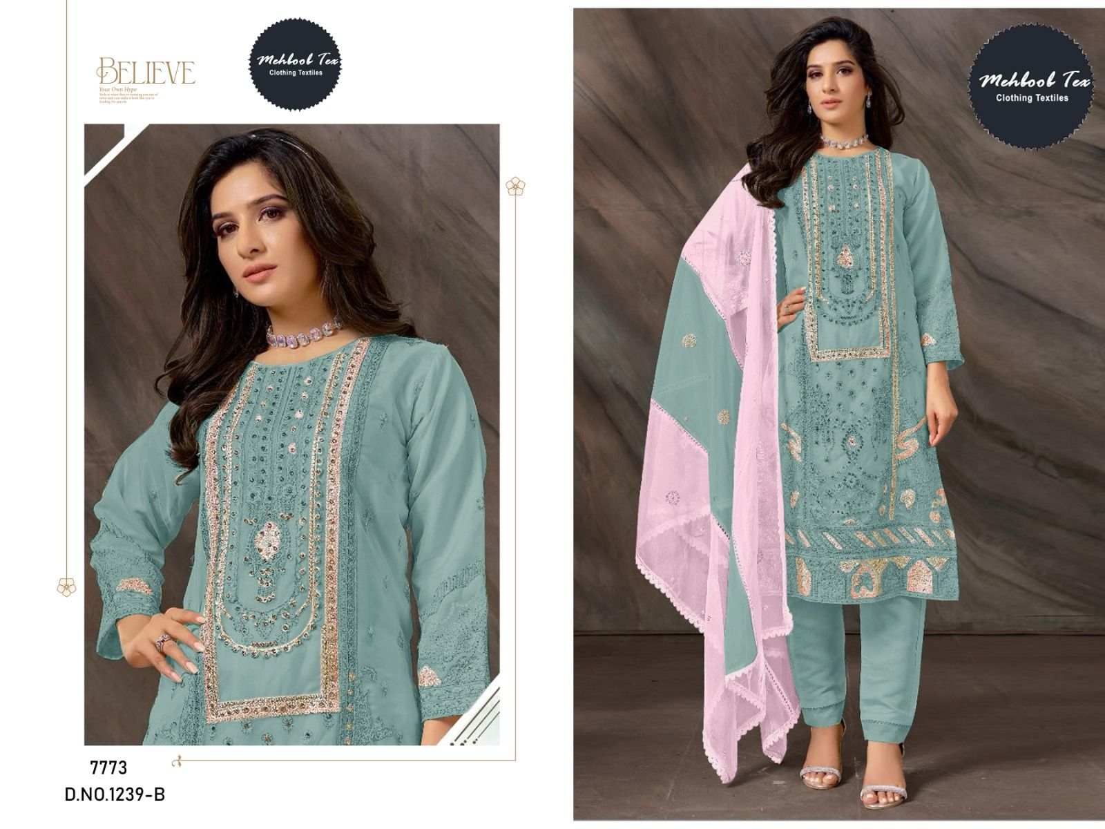 1239 Mehboob Tex Georgette Pakistani Salwar Suits
