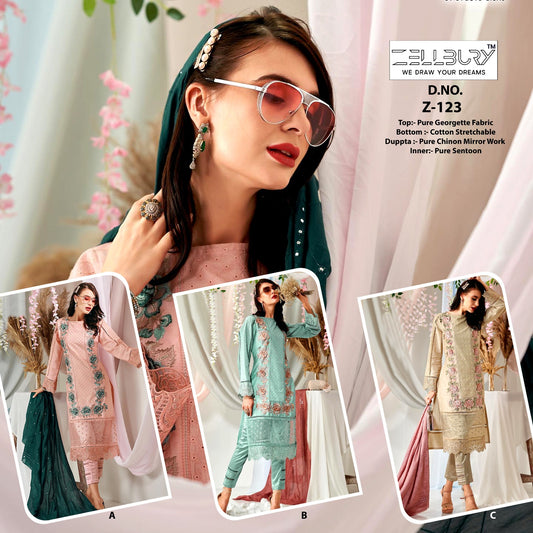 123 Zellbury Georgette Pakistani Readymade Suits