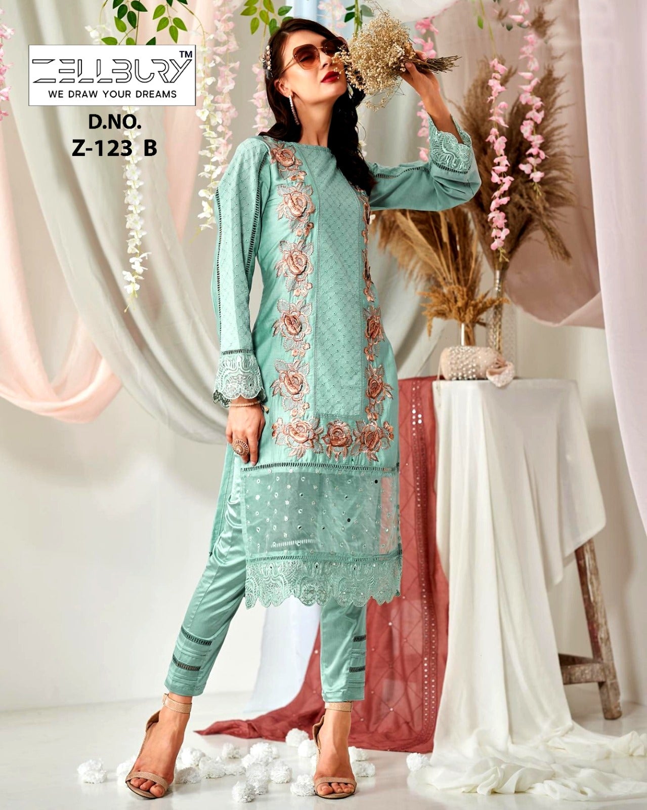 123 Zellbury Georgette Pakistani Readymade Suits