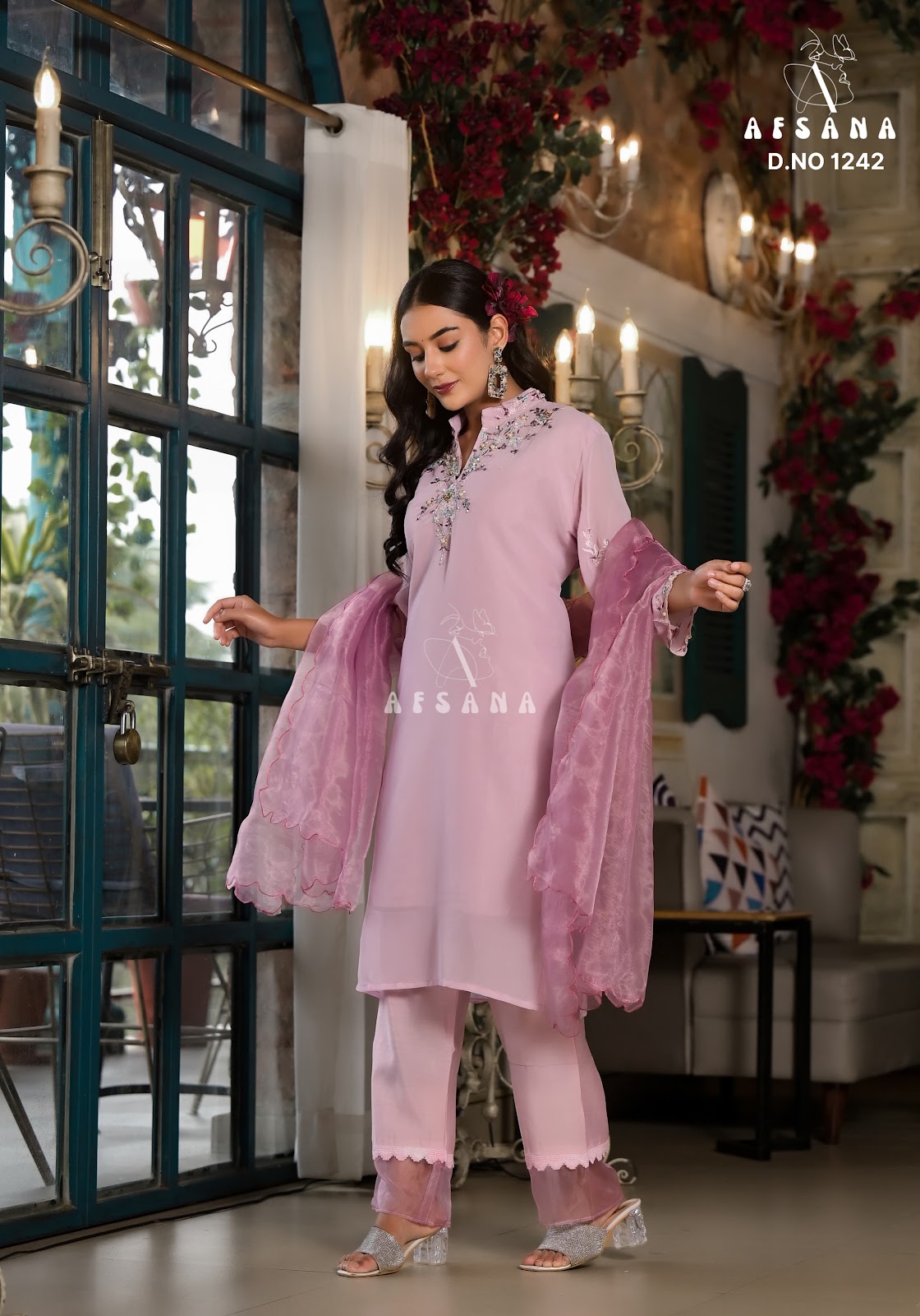 1242 Afsana Georgette Readymade Pant Style Suits