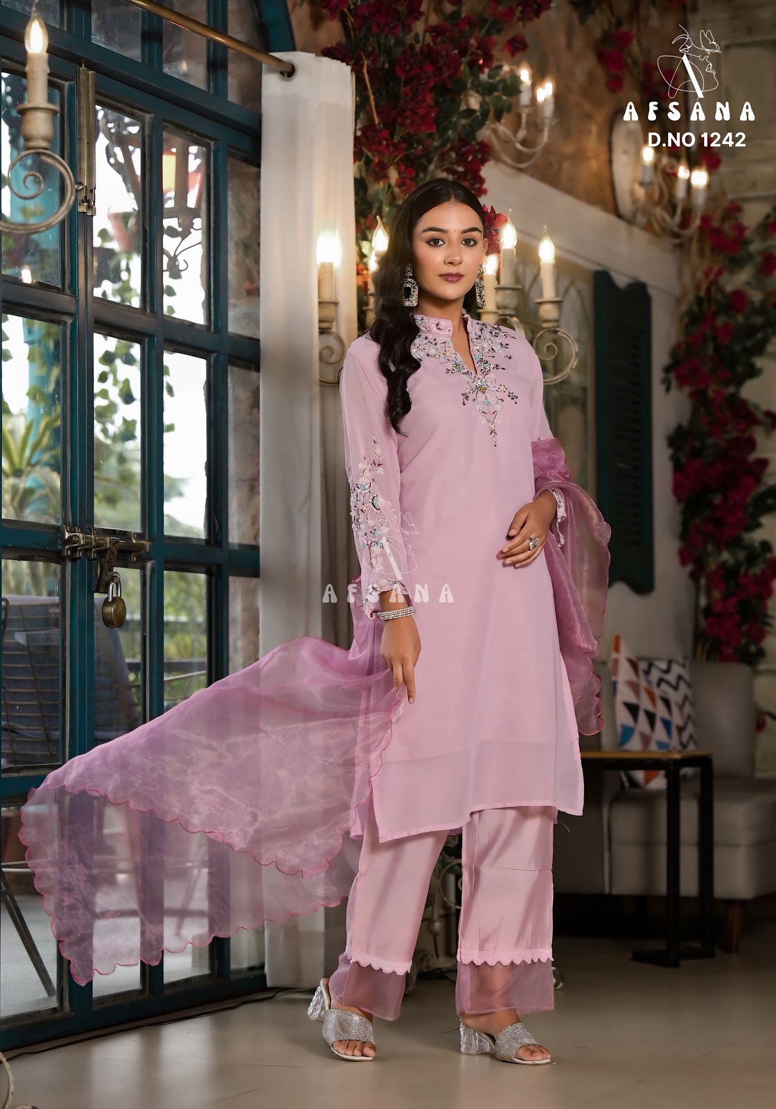 1242 Afsana Georgette Readymade Pant Style Suits