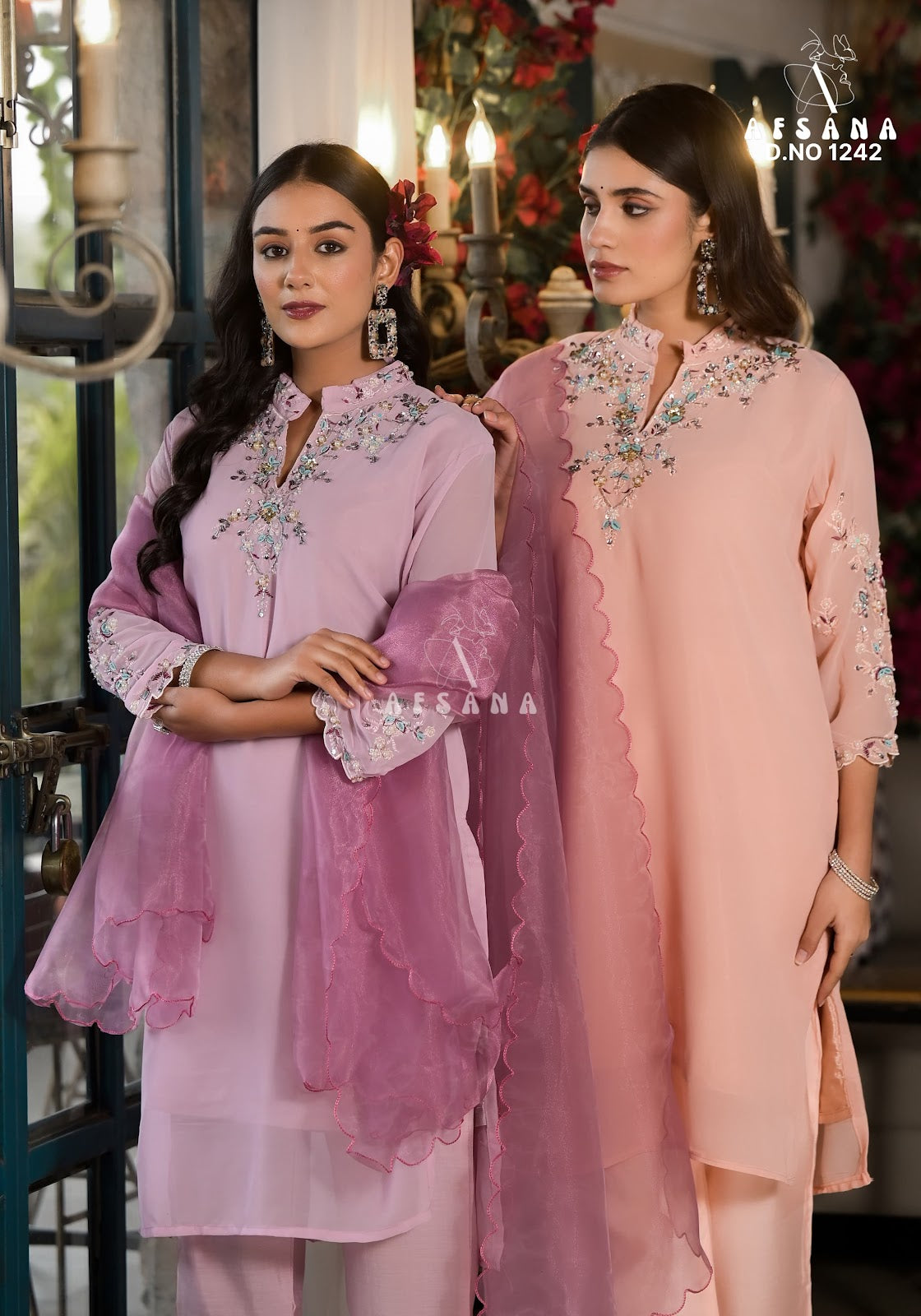 1242 Afsana Georgette Readymade Pant Style Suits